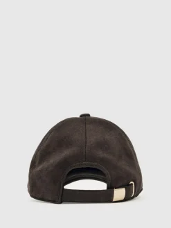 Outlet Reiss Chocolate Nicky Faux Suede Baseball-Style Cap