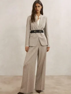 Clearance Reiss Chocolate Petula Suede Double-Buckle Corset Waist Belt