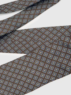 Hot Reiss Bortolo Silk Floral Medallion-Print Tie Chocolate/Charcoal