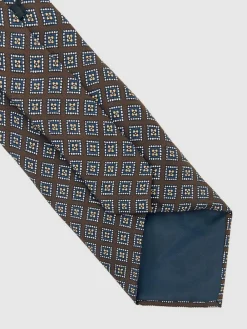 Hot Reiss Bortolo Silk Floral Medallion-Print Tie Chocolate/Charcoal
