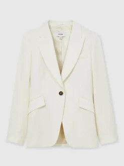 Reiss Cream Millie Single-Breasted Peak-Lapel Tailored Blazer^Women Suits & Tailoring|Blazers