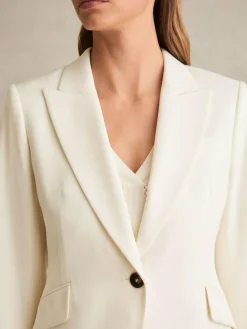Reiss Cream Millie Single-Breasted Peak-Lapel Tailored Blazer^Women Suits & Tailoring|Blazers