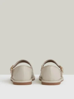 Sale Reiss Cream Nicole Girls' Leather Mary-Jane Ballet Pumps