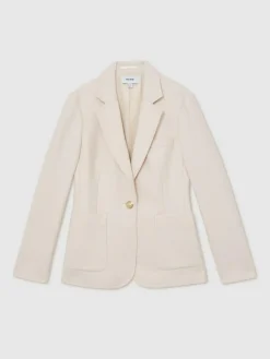 Reiss Cream Soren Wool-Blend Single-Breasted Blazer^Women Blazers