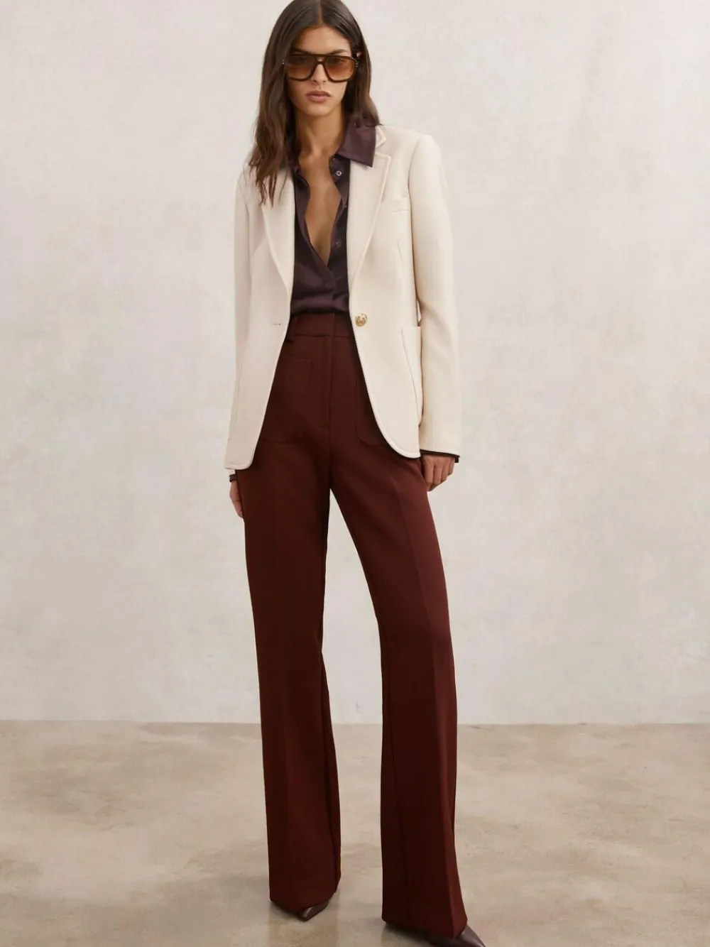 Reiss Cream Soren Wool-Blend Single-Breasted Blazer^Women Blazers