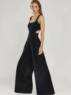 Reiss Dark Blue Dionna Wide-Leg Cut-Out Denim Jumpsuit^Women Jumpsuits & Playsuits