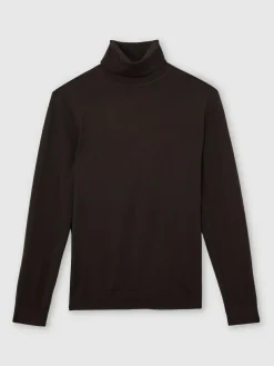 Online Reiss Caine Slim Fit Merino Wool Roll Neck Jumper Dark Brown