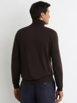 Online Reiss Caine Slim Fit Merino Wool Roll Neck Jumper Dark Brown