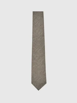 Reiss Dark Sage Multi Nicolo Micro-Square Print Tie With Wool^ Ties & Pocket Squares