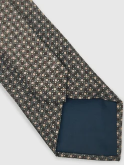 Reiss Dark Sage Multi Nicolo Micro-Square Print Tie With Wool^ Ties & Pocket Squares