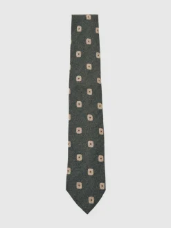 Best Reiss Marco Silk-Wool Square-Medallion Tie Forest Green