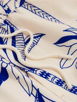 New Reiss Ganetti Palm Print Swim Shorts French Blue/White
