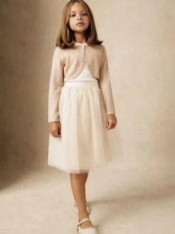 Reiss Gold Abi 9-13 yrs Wool-Blend Metallic Bolero Cardigan^ Knitwear|Knitwear