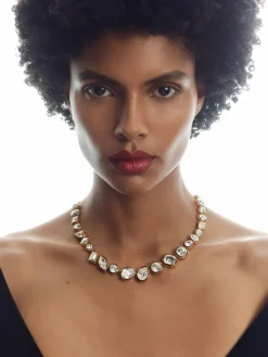 New Reiss Gold Cristiana Geometric Crystal Necklace