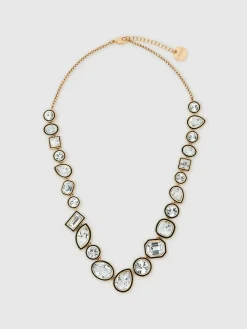 New Reiss Gold Cristiana Geometric Crystal Necklace