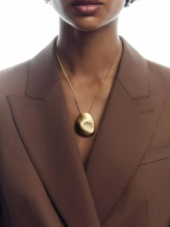 Outlet Reiss Gold Perdita Tone Textured Pebble Pendant Necklace