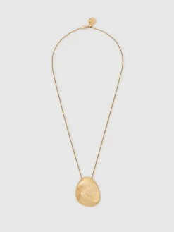 Outlet Reiss Gold Perdita Tone Textured Pebble Pendant Necklace