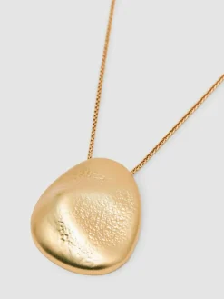 Outlet Reiss Gold Perdita Tone Textured Pebble Pendant Necklace
