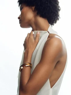 Discount Reiss Gold Thea Tone Twist Enamel Cuff Bracelet