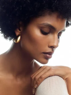 Reiss Gold Tone Calla Curve Scoop Earrings^Women Jewellery