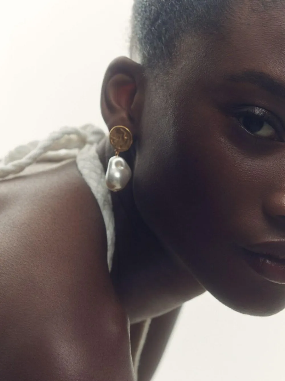 Hot Reiss Gold Tone Maya Molten Faux-Pearl Drop Earrings