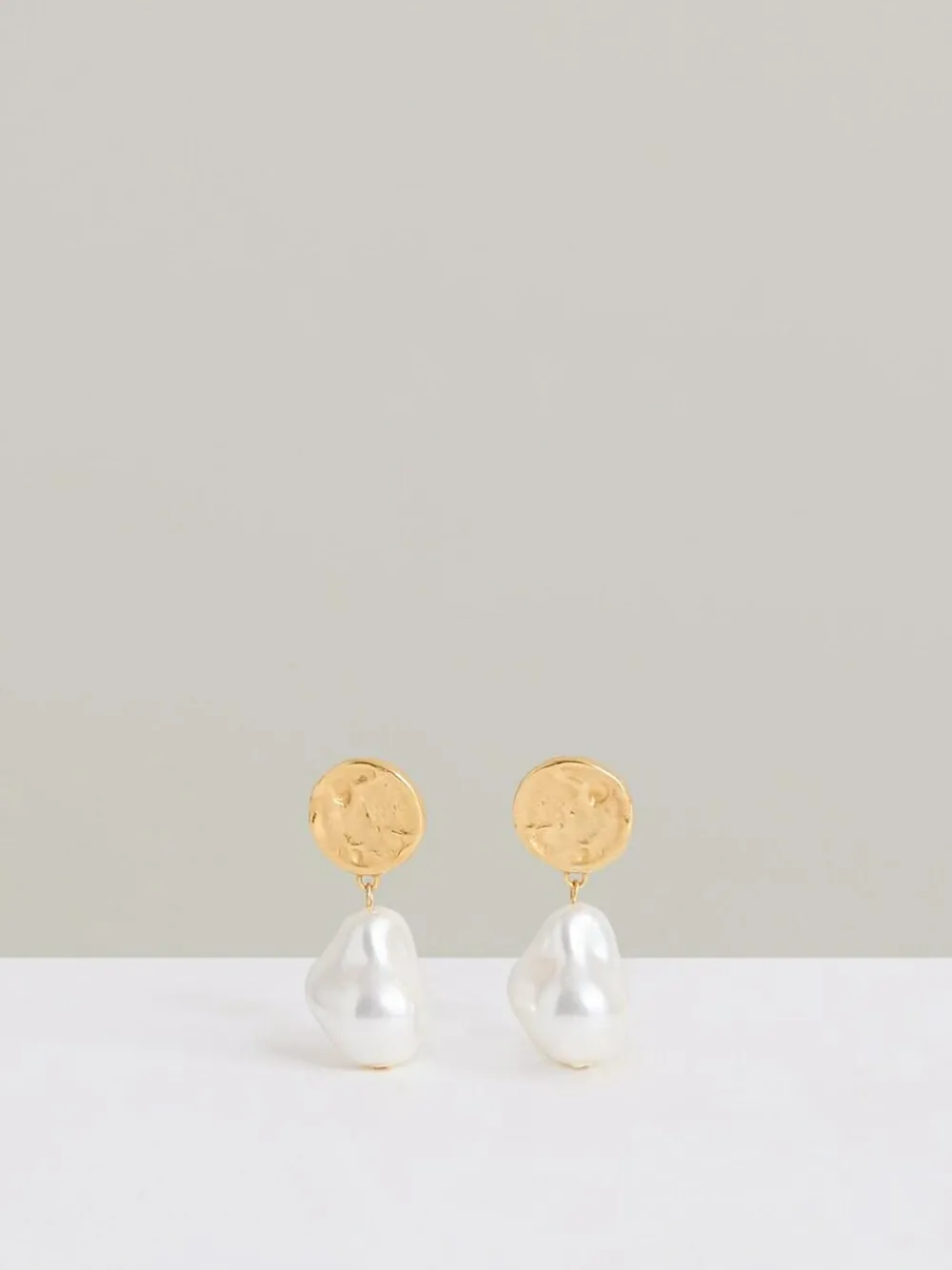 Hot Reiss Gold Tone Maya Molten Faux-Pearl Drop Earrings