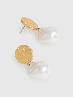 Hot Reiss Gold Tone Maya Molten Faux-Pearl Drop Earrings