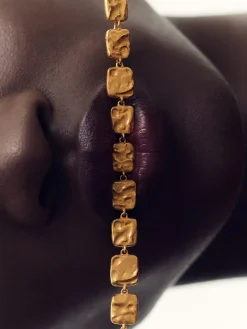 Reiss Gold Tone Mila Molten Square Necklace