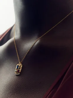 Discount Reiss Gold Tone Skylar Crystal Rectangle Pendant Necklace