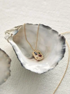 Discount Reiss Gold Tone Skylar Crystal Rectangle Pendant Necklace