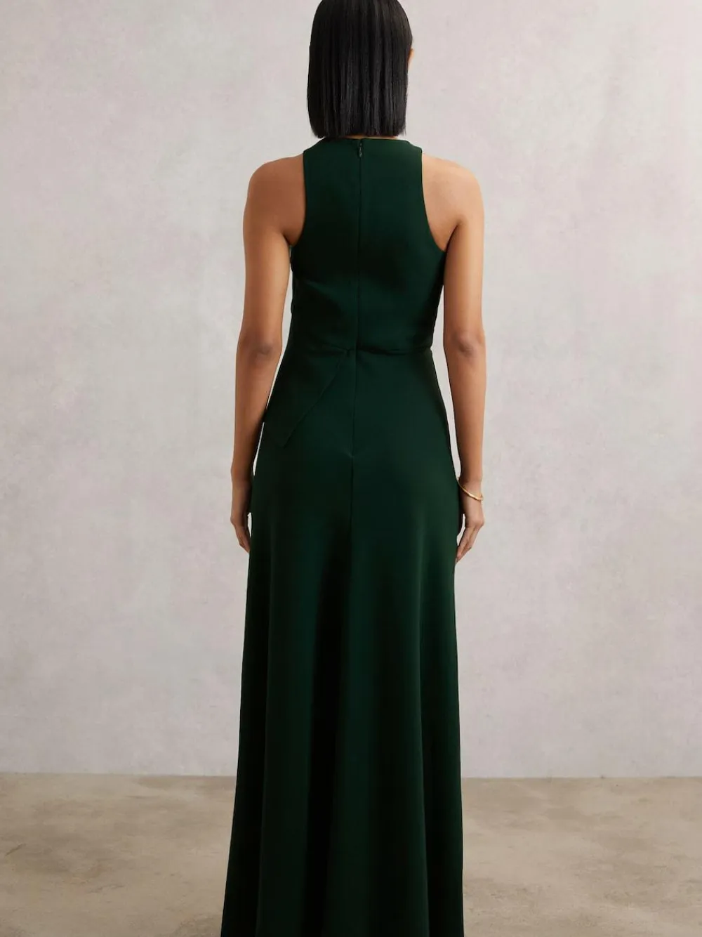 Discount Reiss Green Gabriella Ruffled Slash-Detail Maxi Dress