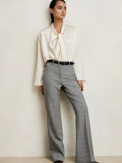 Reiss Grey Brooklyn Check Flared Suit Trousers^Women Suits & Tailoring