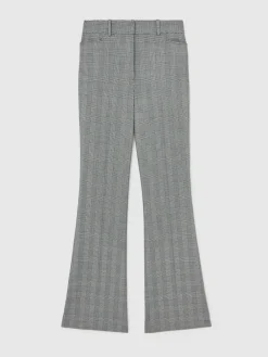 Reiss Grey Brooklyn Check Flared Suit Trousers^Women Suits & Tailoring