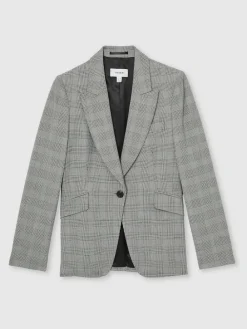 Reiss Grey Brooklyn Single-Breasted Check Suit Blazer^Women Blazers