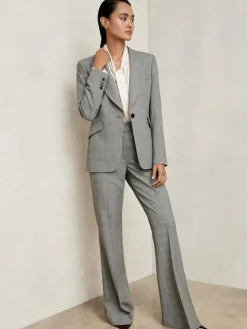 Reiss Grey Brooklyn Single-Breasted Check Suit Blazer^Women Blazers