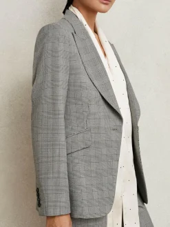 Reiss Grey Brooklyn Single-Breasted Check Suit Blazer^Women Blazers