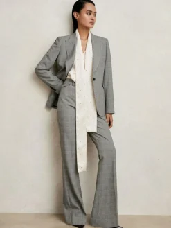 Reiss Grey Brooklyn Single-Breasted Check Suit Blazer^Women Blazers