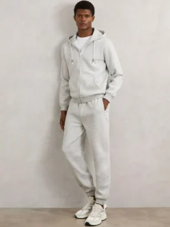 New Reiss Finch Cotton-Blend Drawstring Joggers Grey