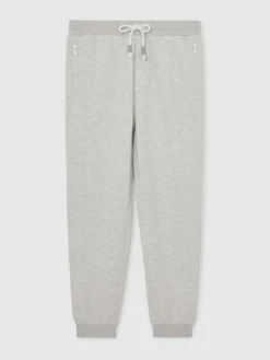 New Reiss Finch Cotton-Blend Drawstring Joggers Grey