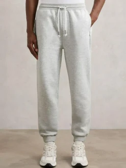 New Reiss Finch Cotton-Blend Drawstring Joggers Grey