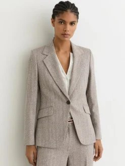Outlet Reiss Grey Isla Single-Breasted Textured Blazer