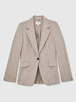 Outlet Reiss Grey Isla Single-Breasted Textured Blazer