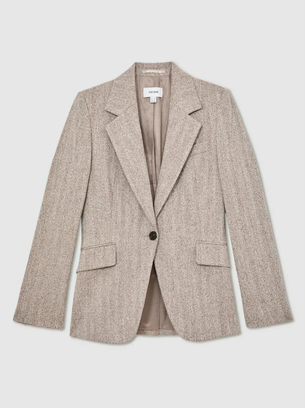 Outlet Reiss Grey Isla Single-Breasted Textured Blazer