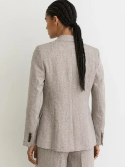 Outlet Reiss Grey Isla Single-Breasted Textured Blazer