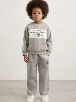 Reiss Grey Melange Owen 3-9 yrs Cotton-Blend Hockey Sweatshirt with Contrast-Piping^ Cosy Club