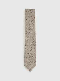 Clearance Reiss Pio Wool-Cotton Polka-Dot Tie Grey Melange