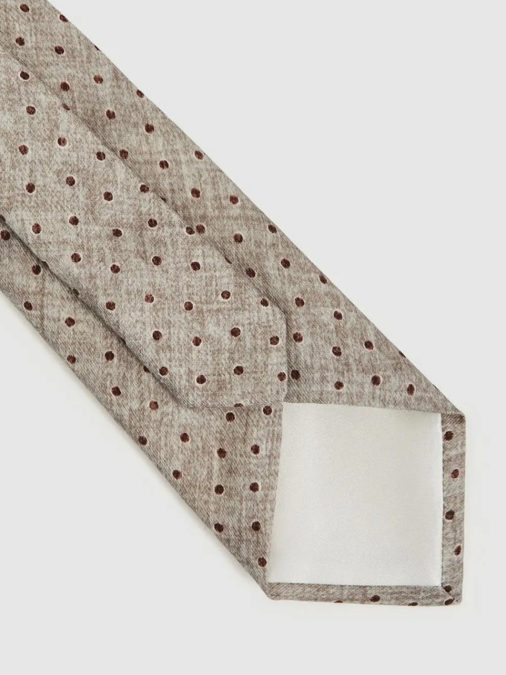 Clearance Reiss Pio Wool-Cotton Polka-Dot Tie Grey Melange