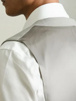 Reiss Grey Slice Puppytooth-Check Suit Waistcoat Wool-Blend^ Vests