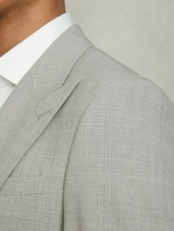Outlet Reiss Grey Slice Single-Breasted Check Suit Blazer Slim-Fit
