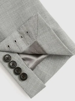 Outlet Reiss Grey Slice Single-Breasted Check Suit Blazer Slim-Fit